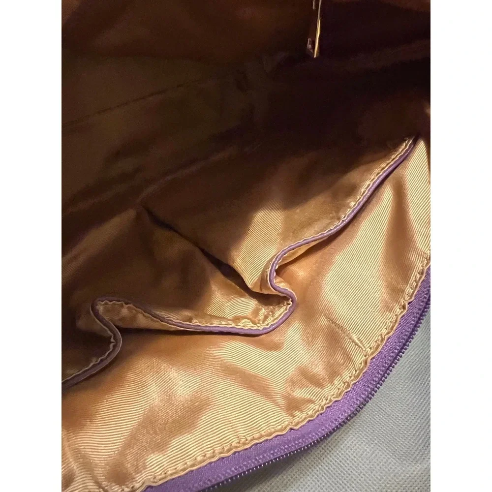 Dora Delphine Purple Leather‎ Satchel Crossbody Bag Gold Hardware Purse